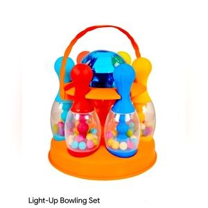 NEW - Kids 2+ Light Up Bowling Set Color changing Flashing Ball & 6 Rattle Pins